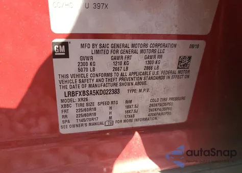 2019 Buick Envision Preferred z USA, uszkodzony, nr VIN LRBFXBSA5KD022383